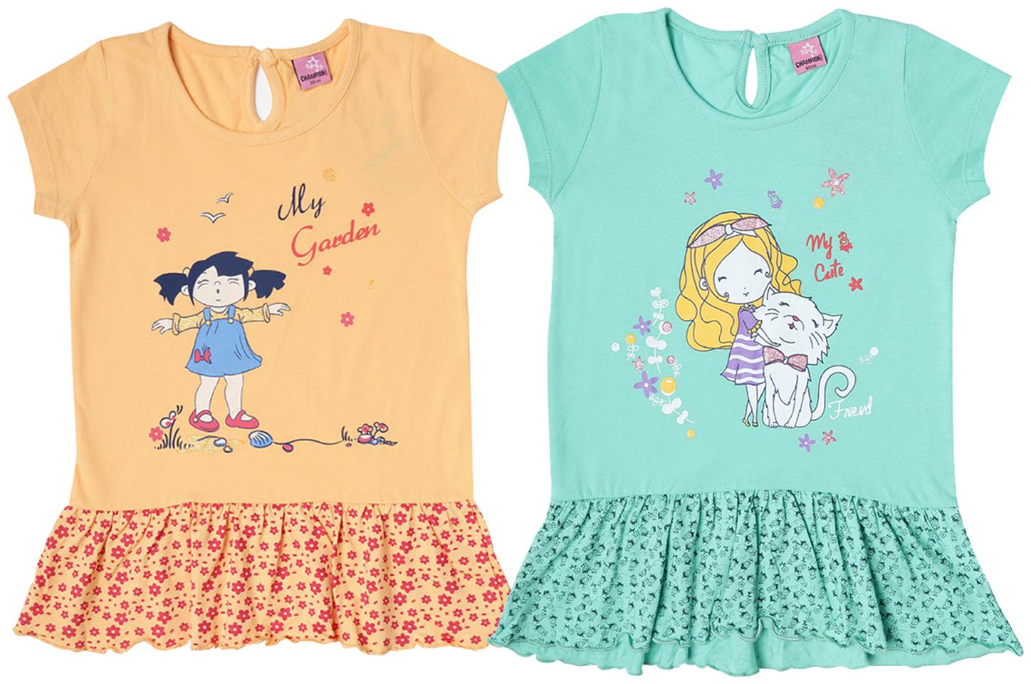 

Dollar champion kidswear Girl Cotton Printed Top - Green