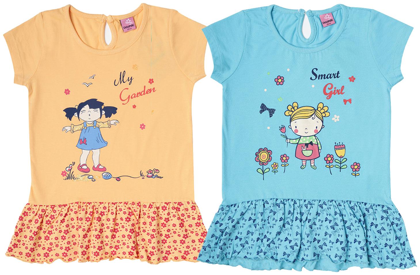 

Dollar champion kidswear Girl Cotton Printed Top - Blue