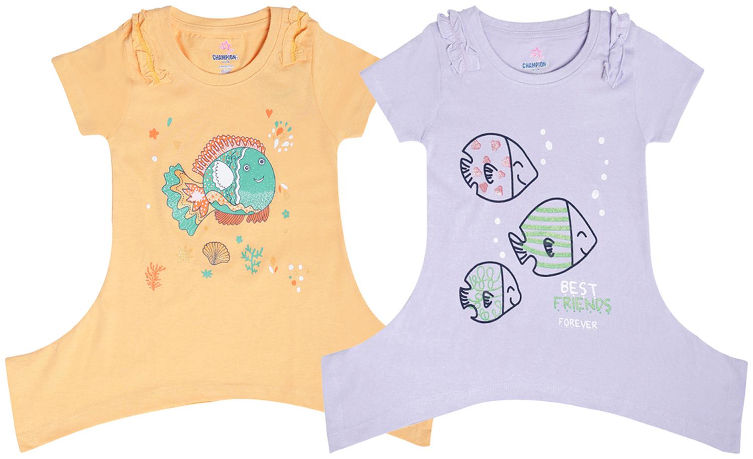 

Dollar champion kidswear Girl Cotton Printed Top - Purple