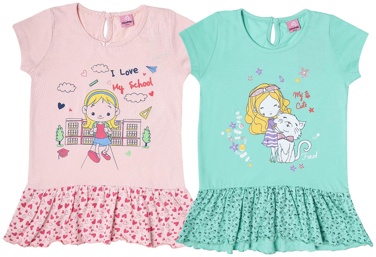 

Dollar champion kidswear Girl Cotton Printed Top - Green