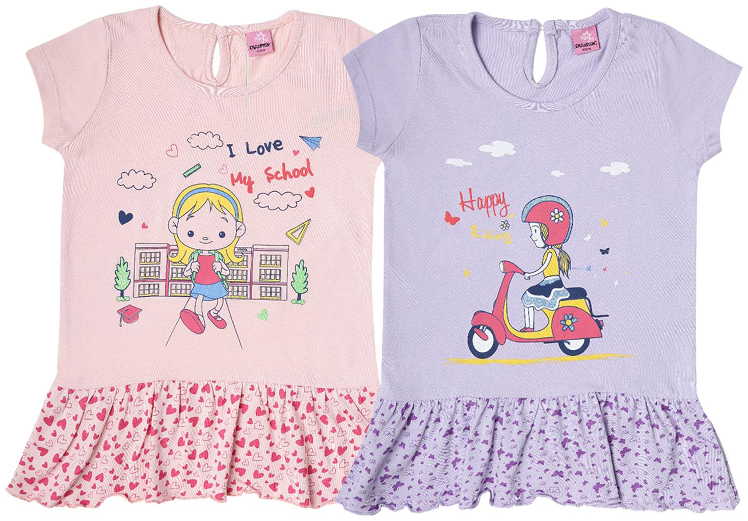 

Dollar champion kidswear Girl Cotton Printed Top - Purple