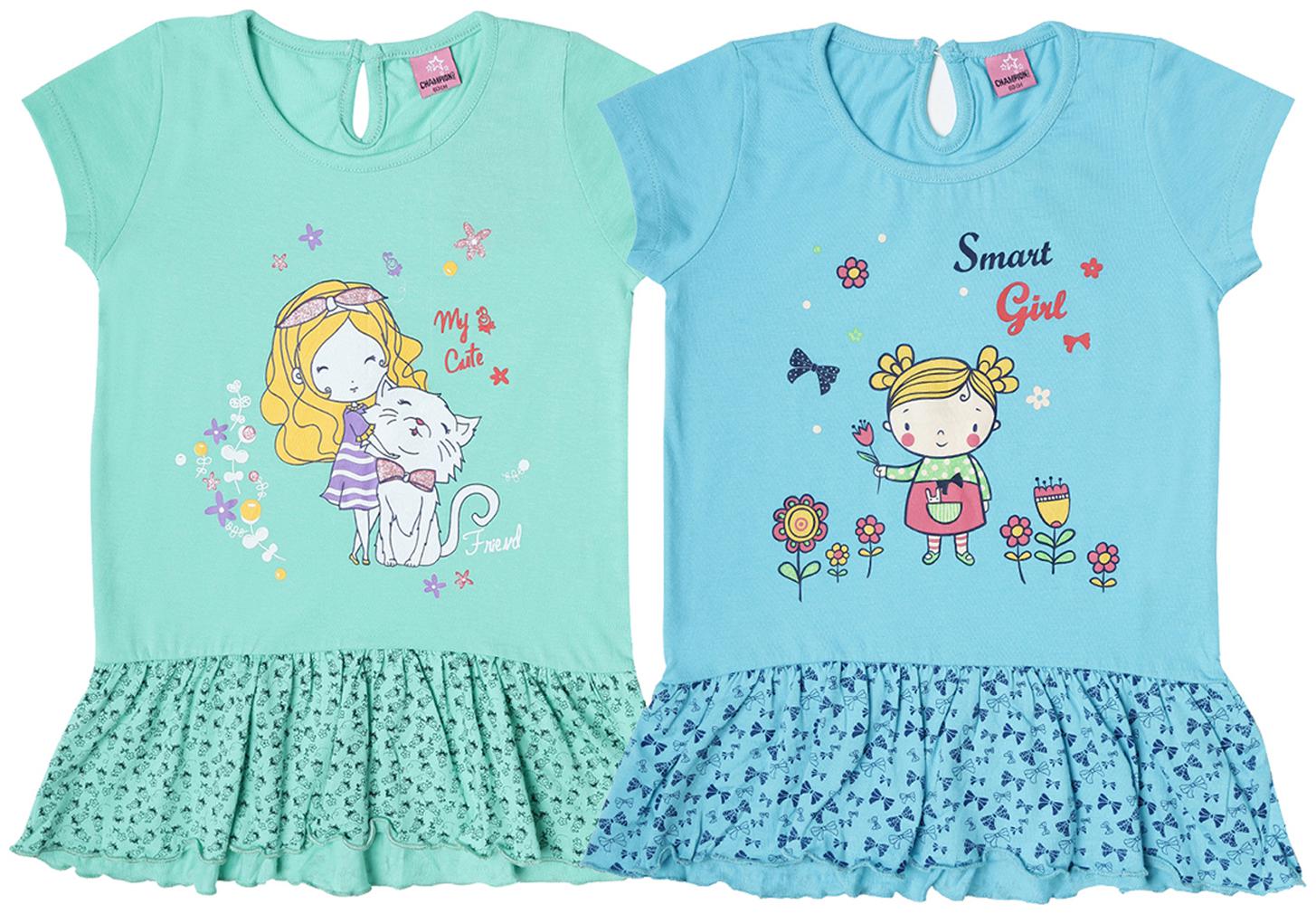 

Dollar champion kidswear Girl Cotton Printed Top - Green