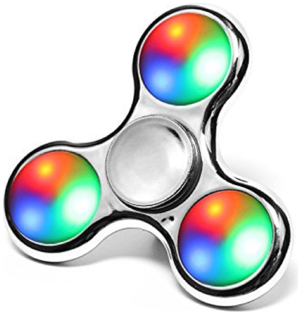 Charlies Toy Factory Fidget Spinner Chrome Edition Full Glossy Looks Shining LED Lights Silver Color