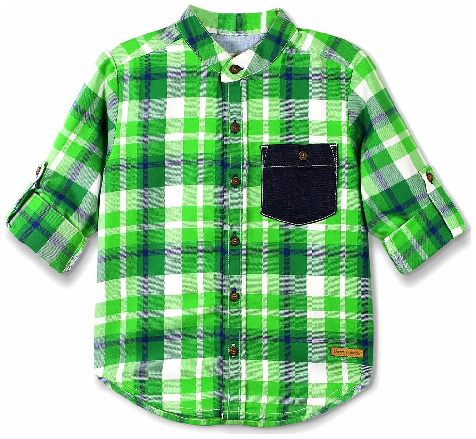

Cherry Crumble By Nitt Hyman Cotton Striped Shirt for Baby Boy - Green