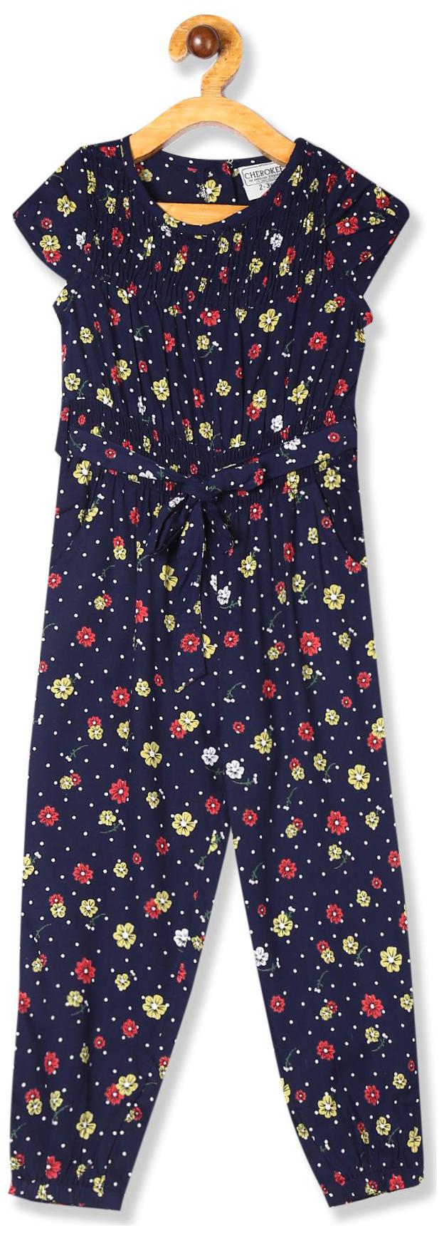 

CHEROKEE Baby girl Rayon Printed Jumpsuit - Blue