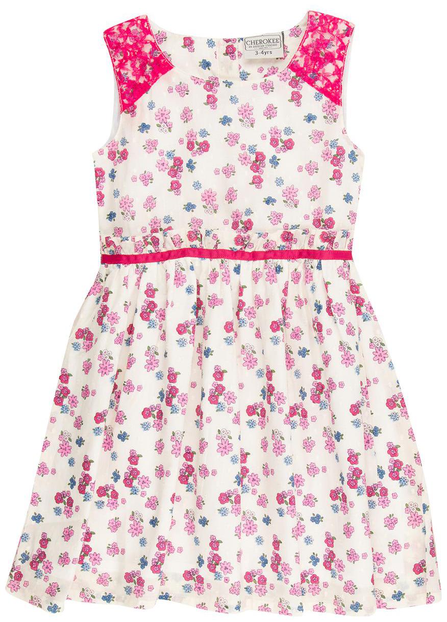 

CHEROKEE Baby girl Cotton Printed Princess frock - White