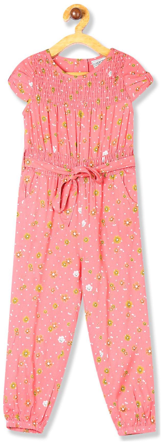 

CHEROKEE Baby girl Rayon Printed Jumpsuit - Pink
