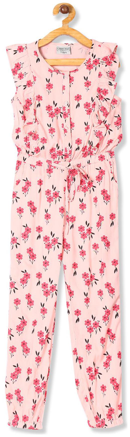 

CHEROKEE Baby girl Rayon Floral Jumpsuit - Pink