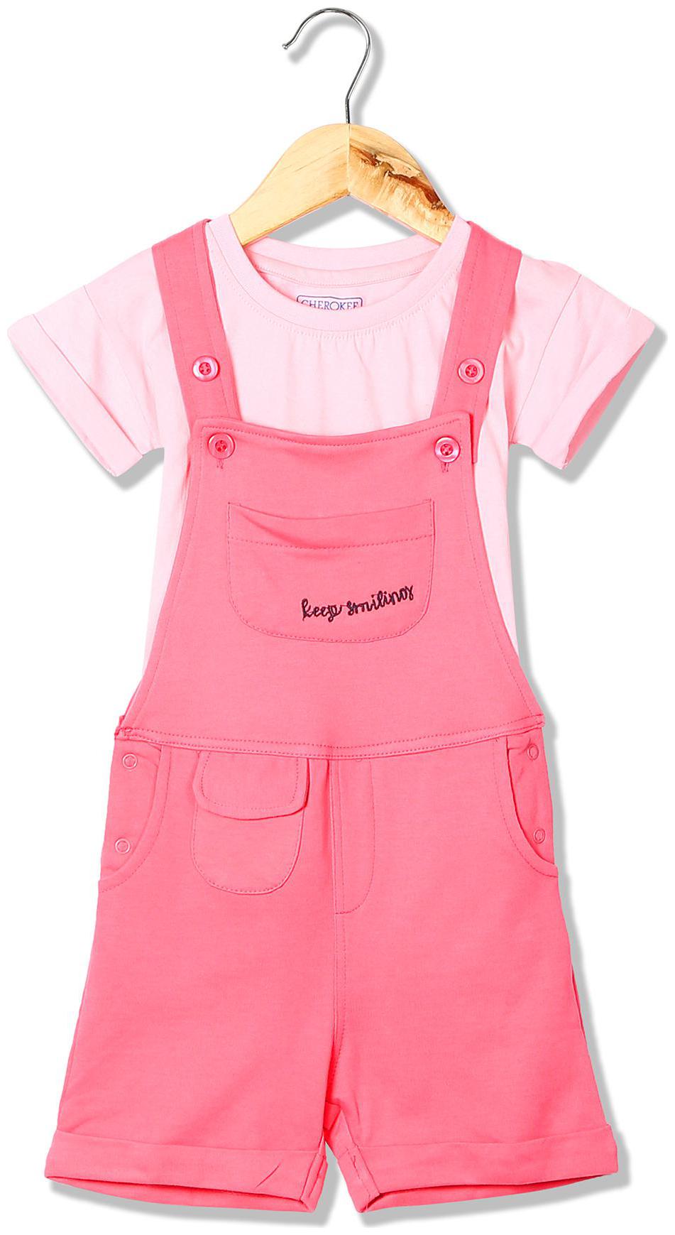 

CHEROKEE Baby girl Cotton Solid Jumpsuit - Pink