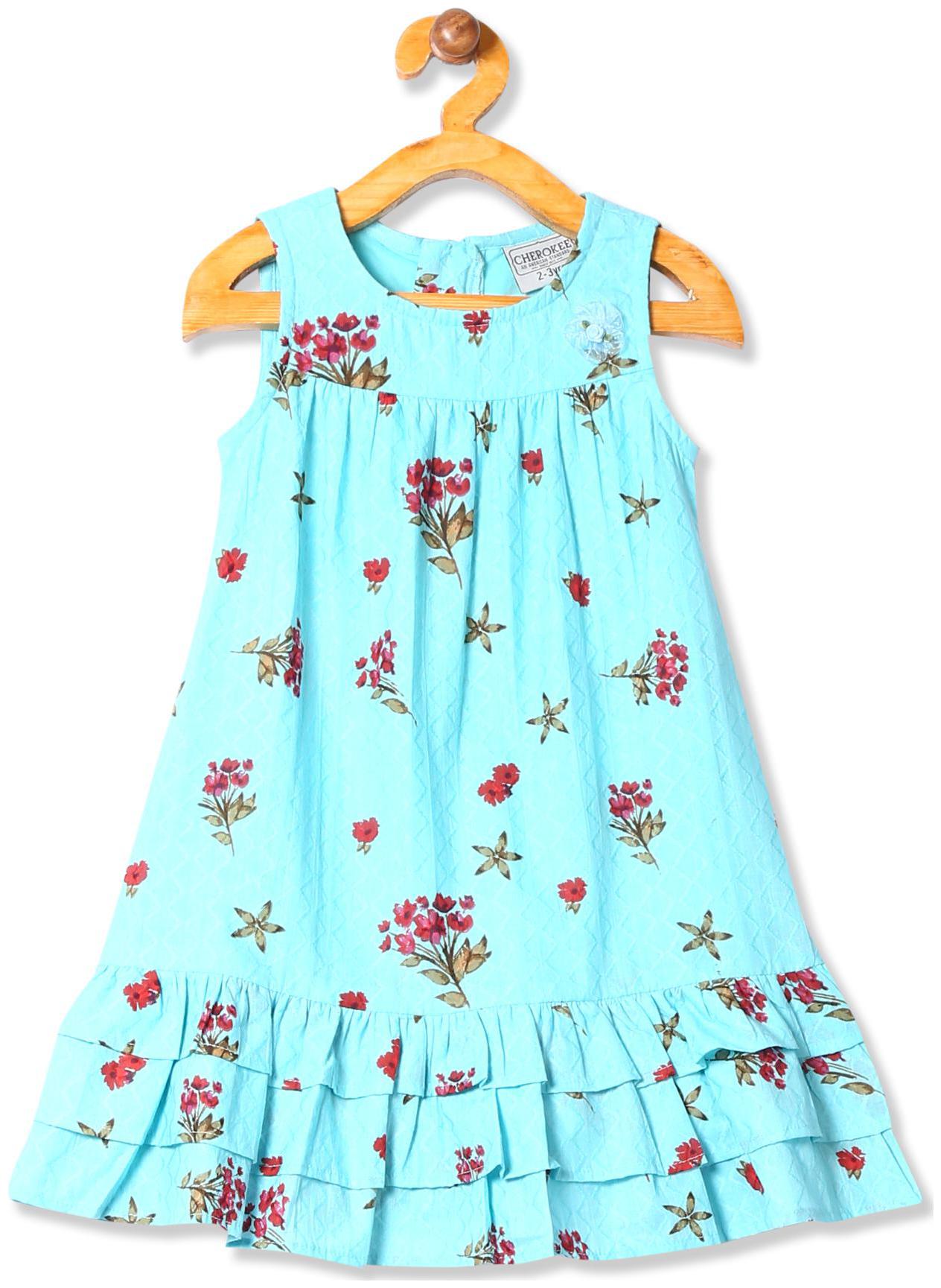 

CHEROKEE Blue Cotton Sleeveless Knee Length Princess Frock ( Pack of 1 )