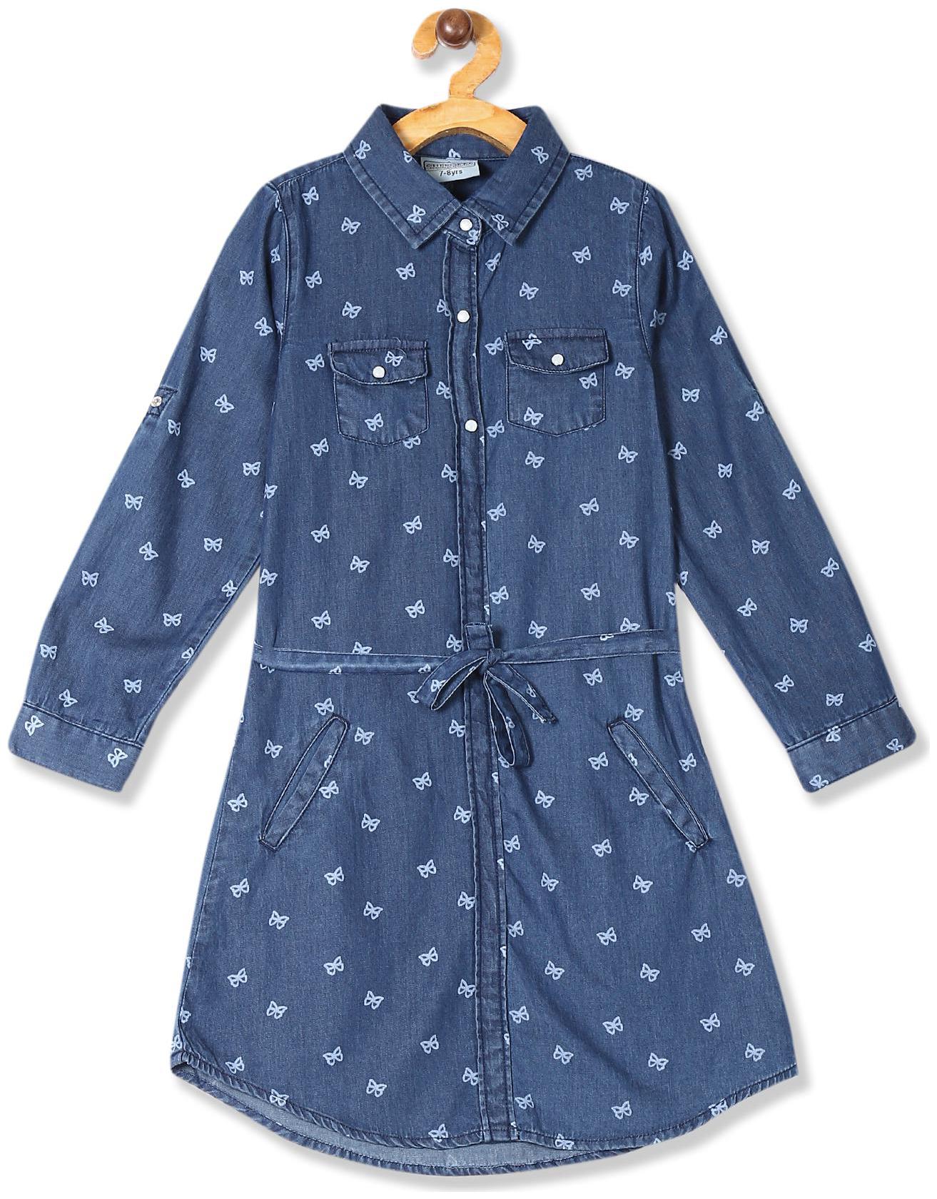 

CHEROKEE Blue Cotton Full Sleeves Knee Length Princess Frock ( Pack of 1 )