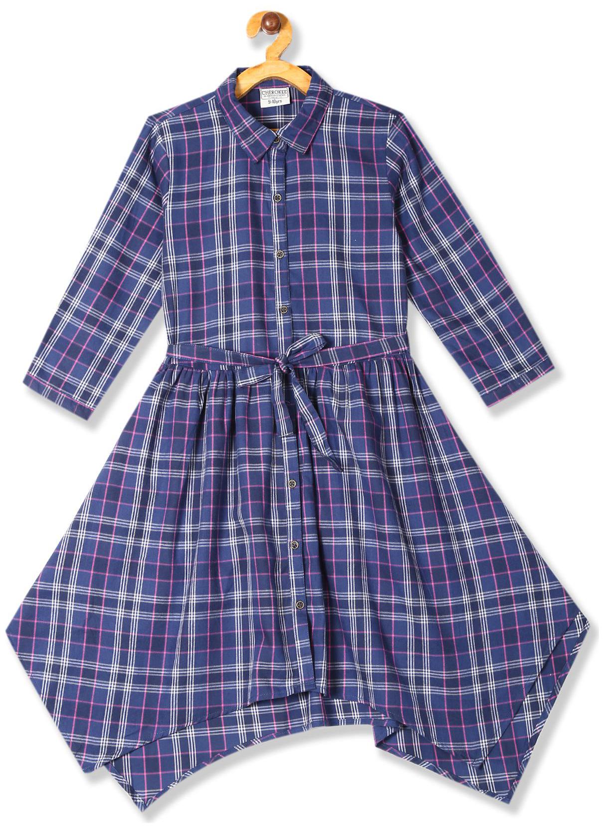 

CHEROKEE Blue Cotton Full Sleeves Knee Length Princess Frock ( Pack of 1 )