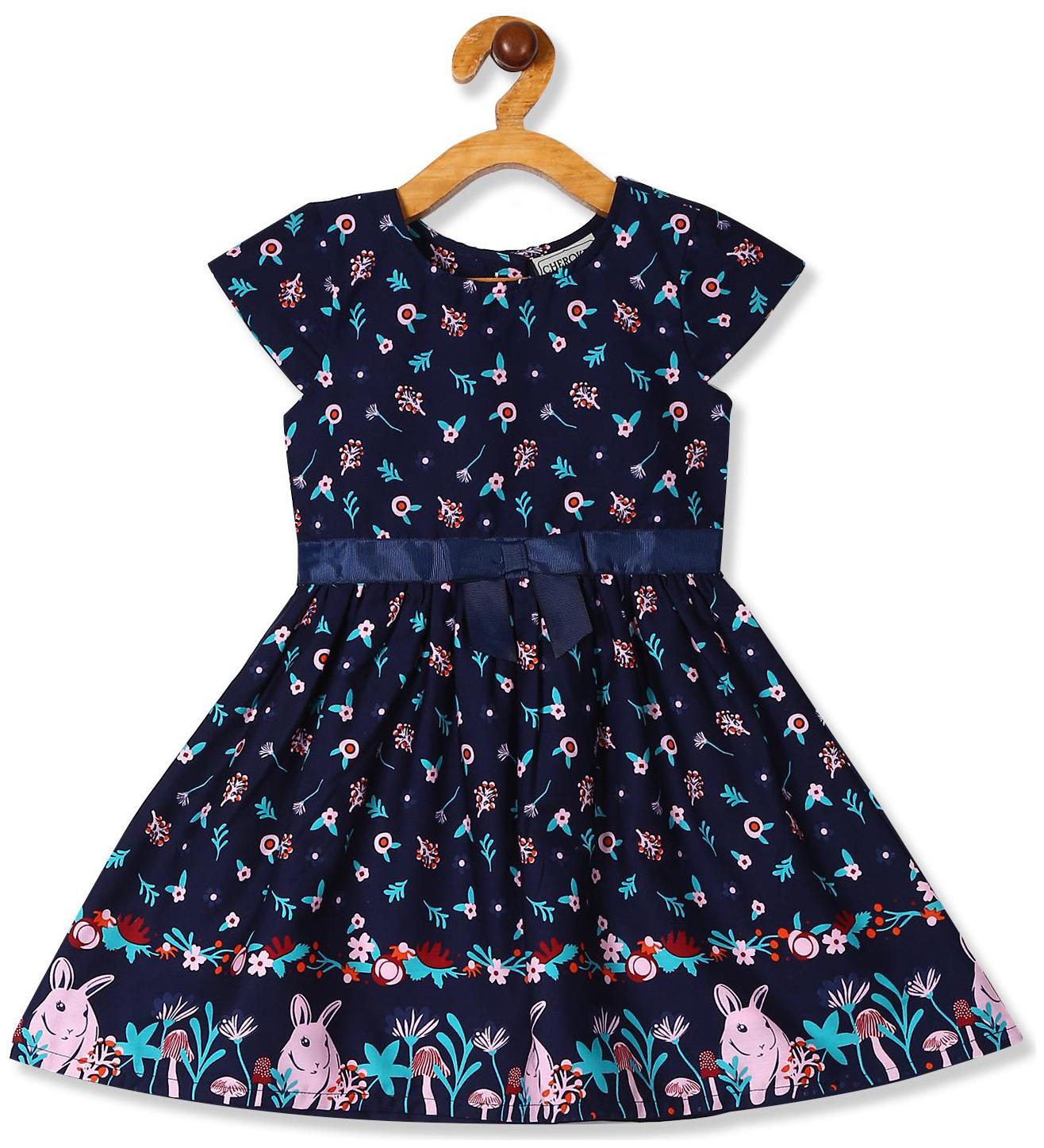 

CHEROKEE Blue Cotton Short Sleeves Knee Length Princess Frock ( Pack of 1 )