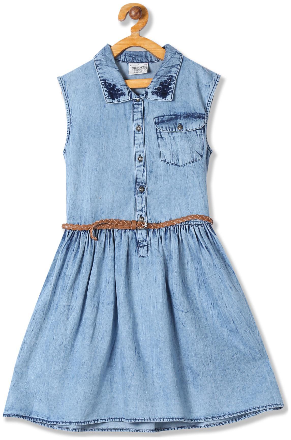 

CHEROKEE Blue Cotton Sleeveless Knee Length Princess Frock ( Pack of 1 )