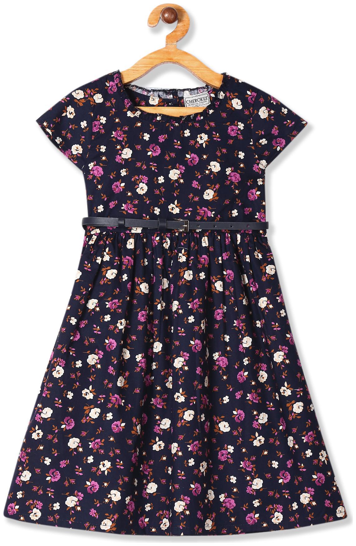 

CHEROKEE Blue Cotton Short Sleeves Knee Length Princess Frock ( Pack of 1 )
