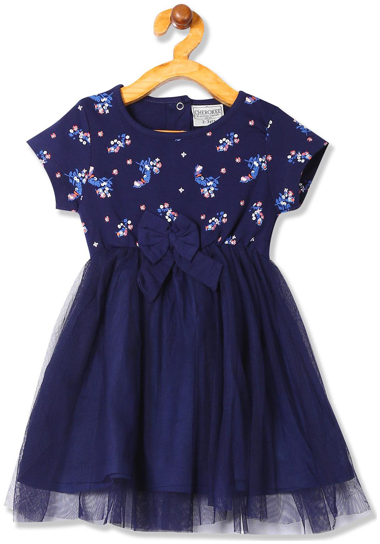 

CHEROKEE Blue Cotton Short Sleeves Knee Length Princess Frock ( Pack of 1 )