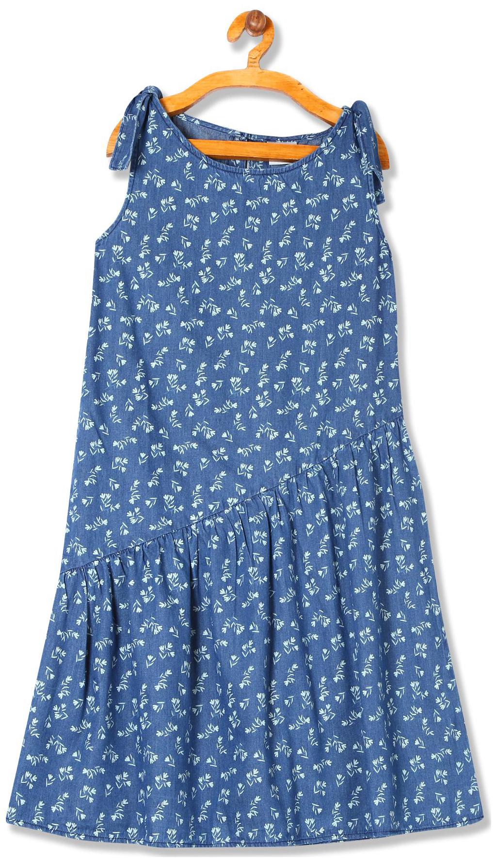 

CHEROKEE Blue Cotton Sleeveless Knee Length Princess Frock ( Pack of 1 )