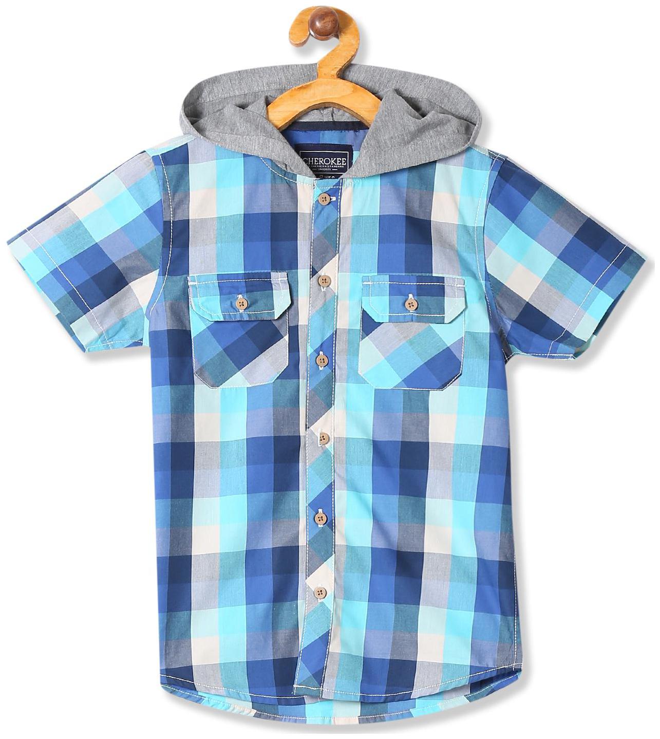 

CHEROKEE Boy Cotton Checked Shirt Blue