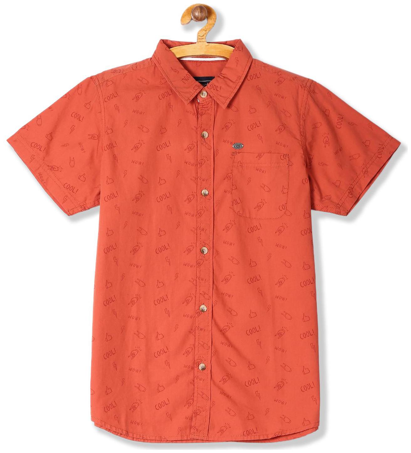 

CHEROKEE Boy Cotton Printed Shirt Orange