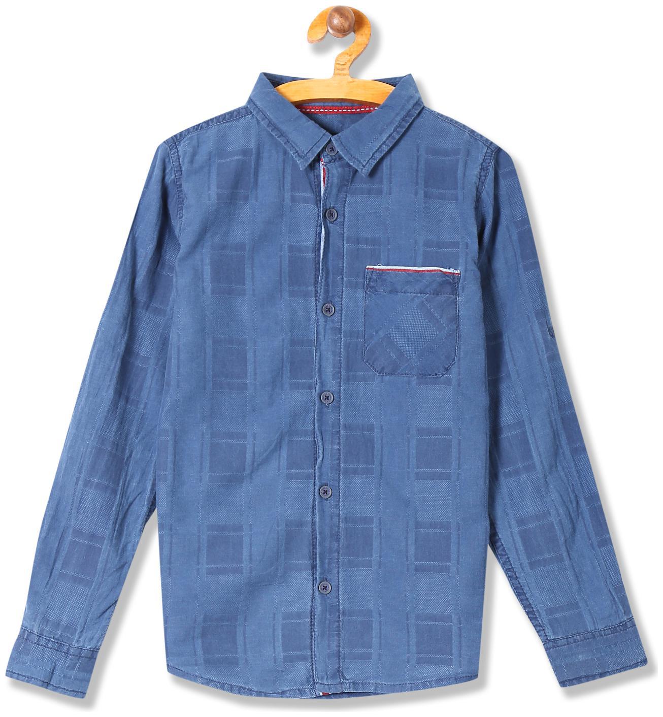 

CHEROKEE Boy Cotton Solid Shirt Blue