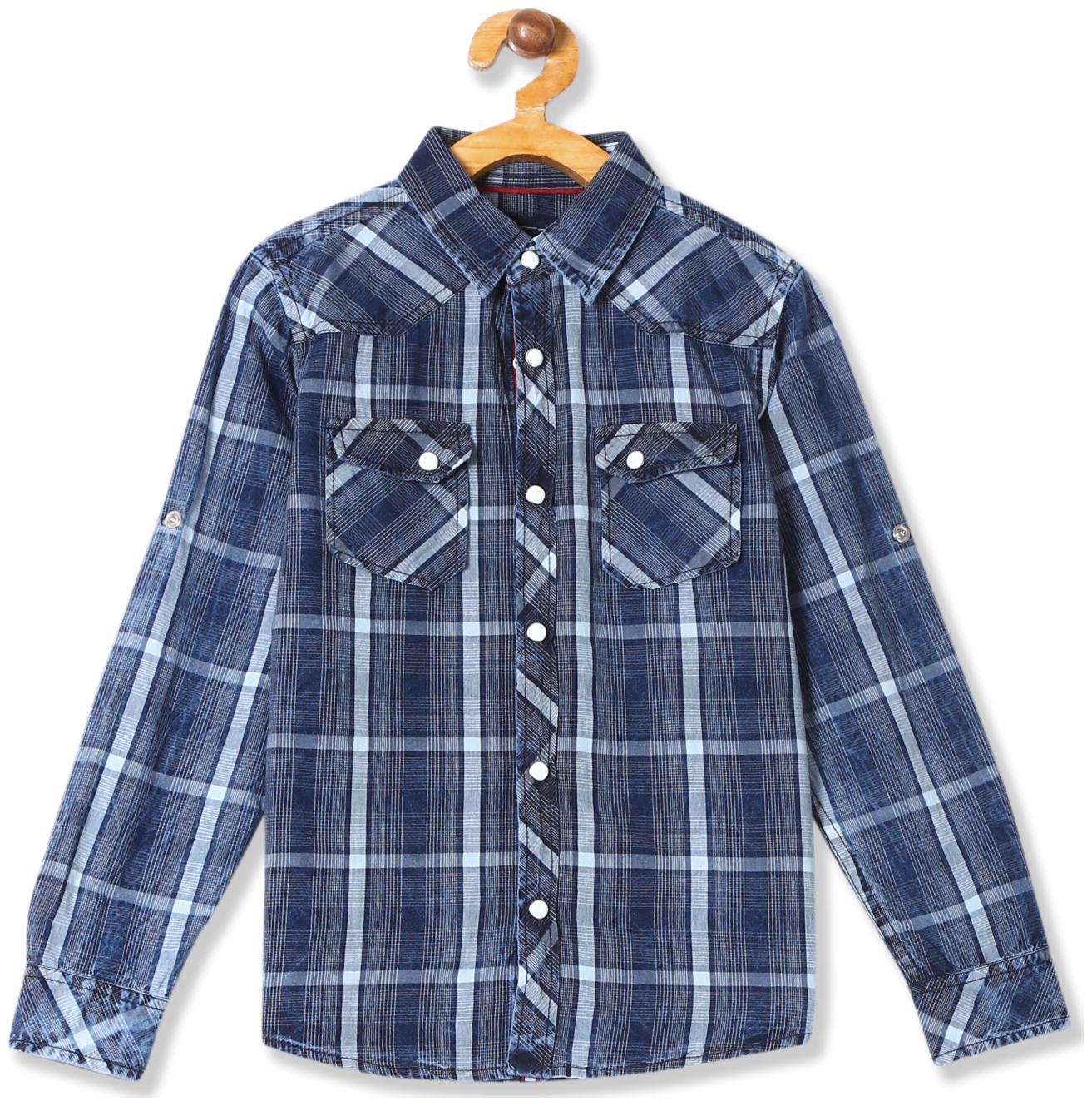 

CHEROKEE Boy Cotton Checked Shirt Blue