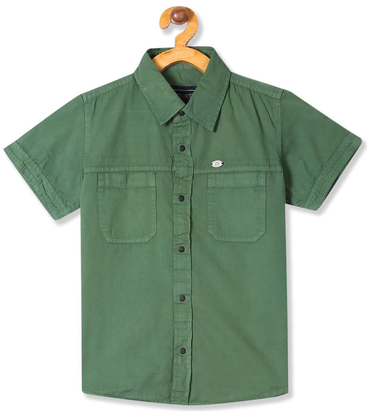 

CHEROKEE Boy Cotton Solid Shirt Green