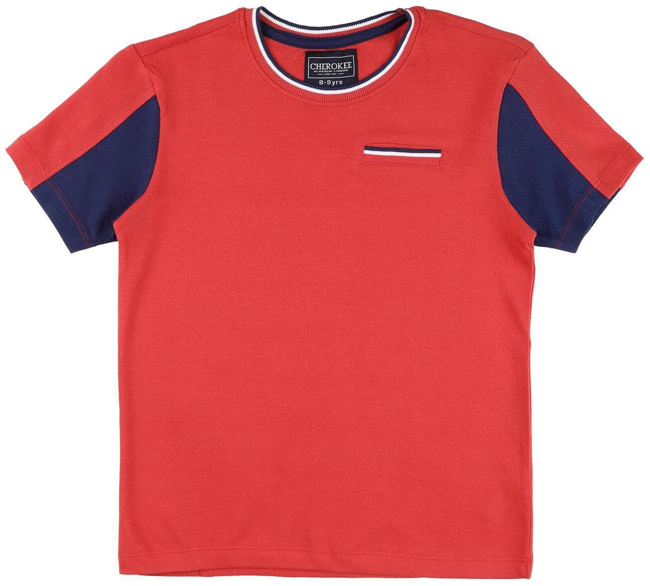 

CHEROKEE Boy Cotton Colorblocked T-shirt - Red