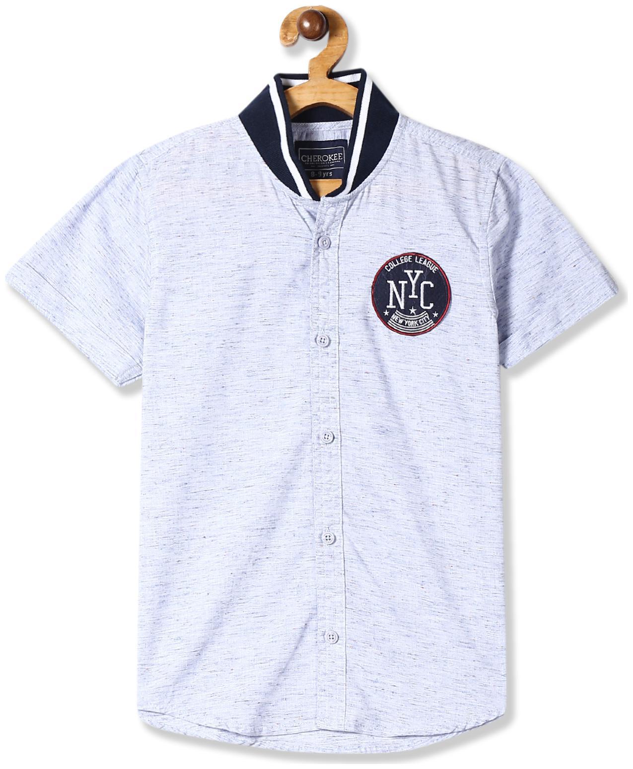

CHEROKEE Boy Cotton Solid Shirt Blue