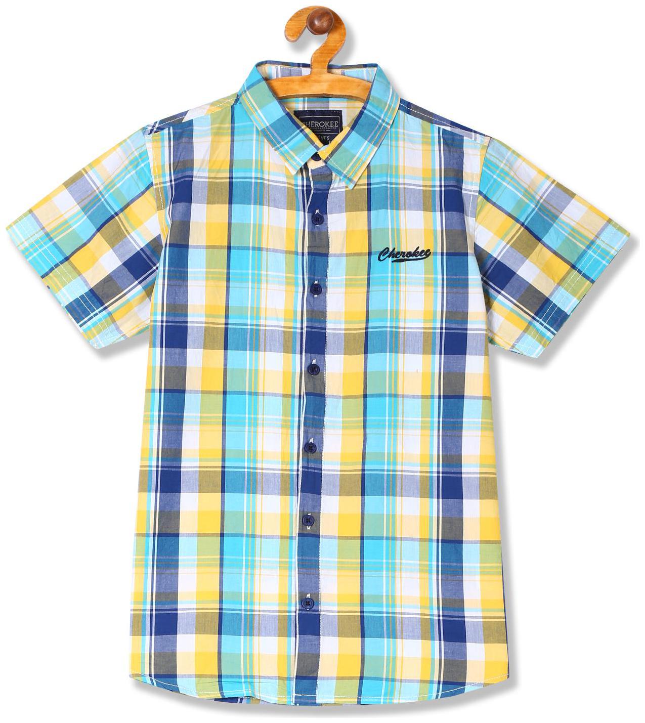 

CHEROKEE Boy Cotton Checked Shirt Blue