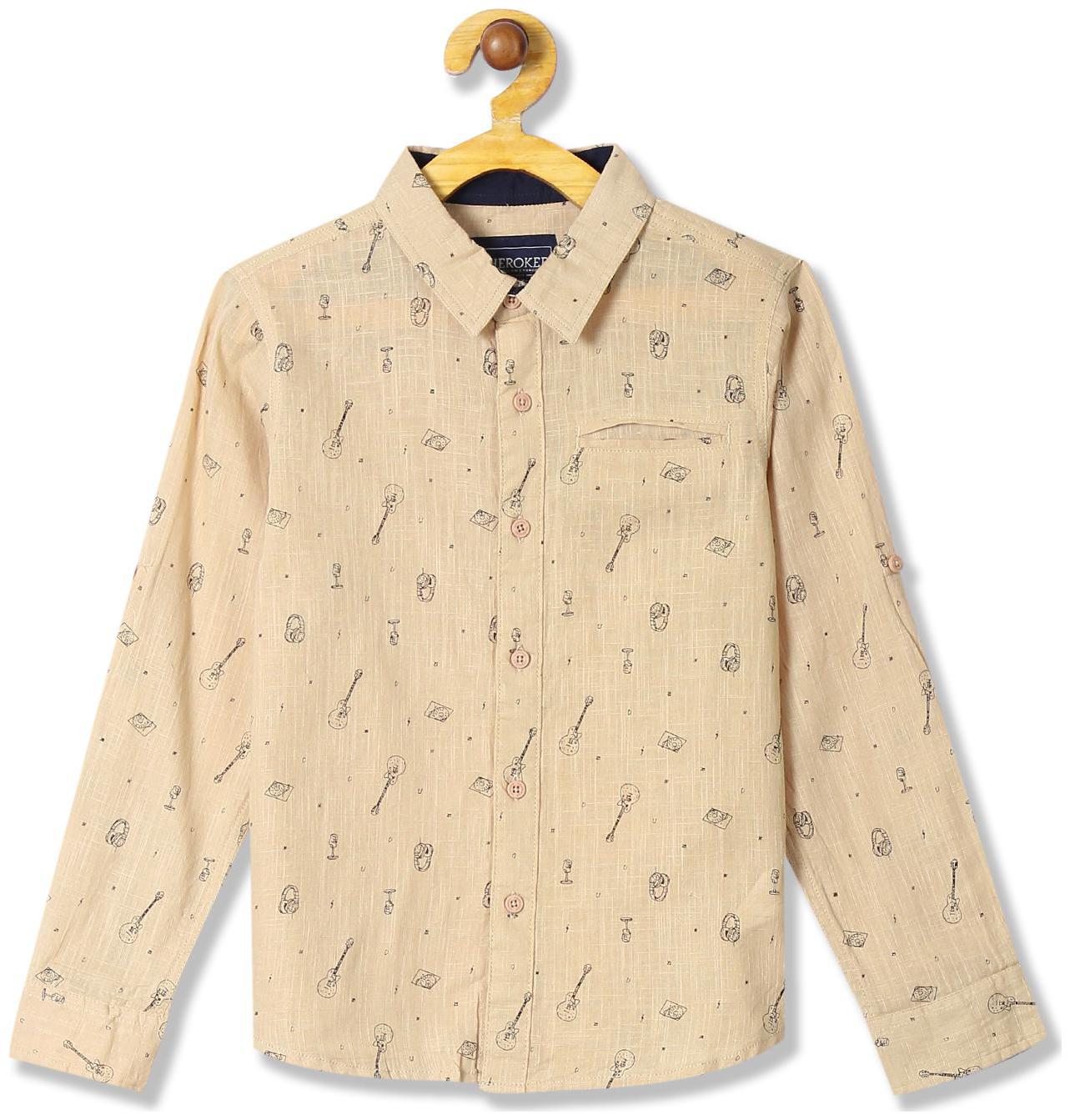 

CHEROKEE Boy Cotton Printed Shirt Beige