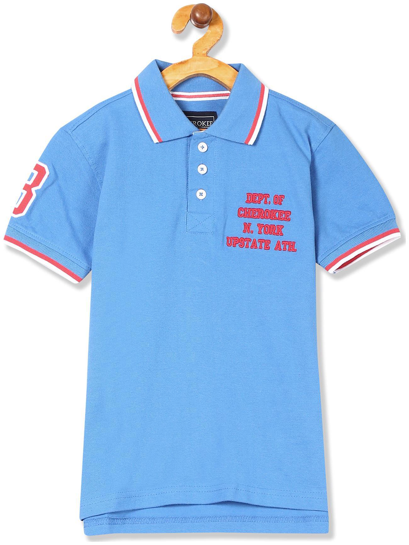 

CHEROKEE Boy Cotton Solid T-shirt - Blue