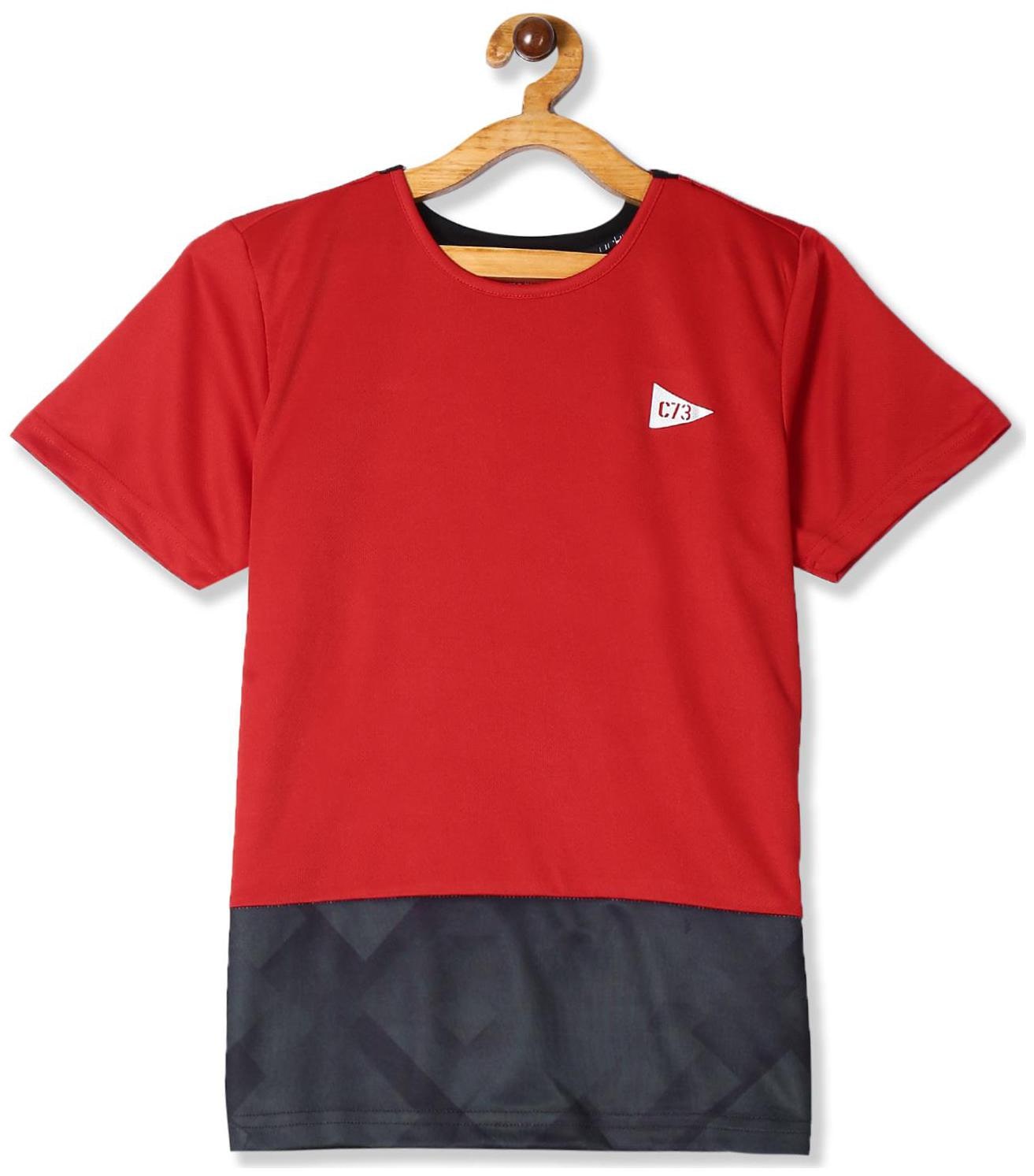 

CHEROKEE Boy Polyester Colorblocked T-shirt - Red