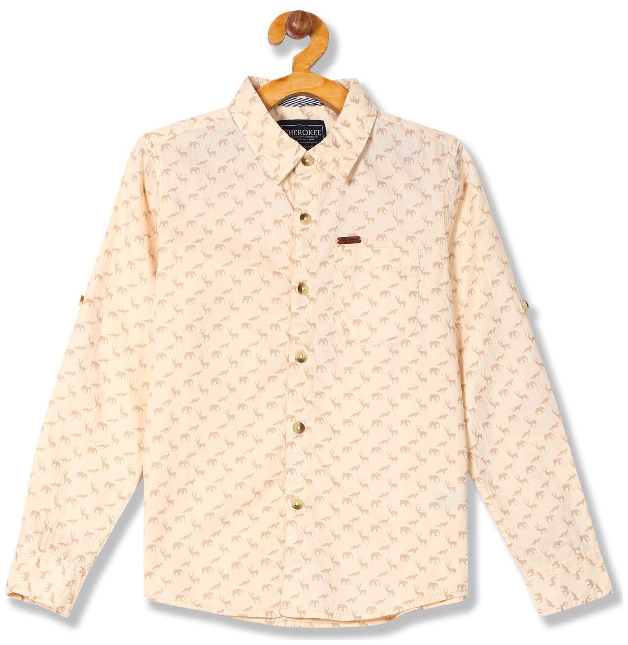 

CHEROKEE Boy Cotton Printed Shirt Beige