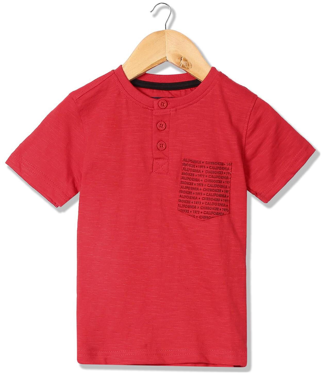 

CHEROKEE Boy Cotton Solid T-shirt - Red
