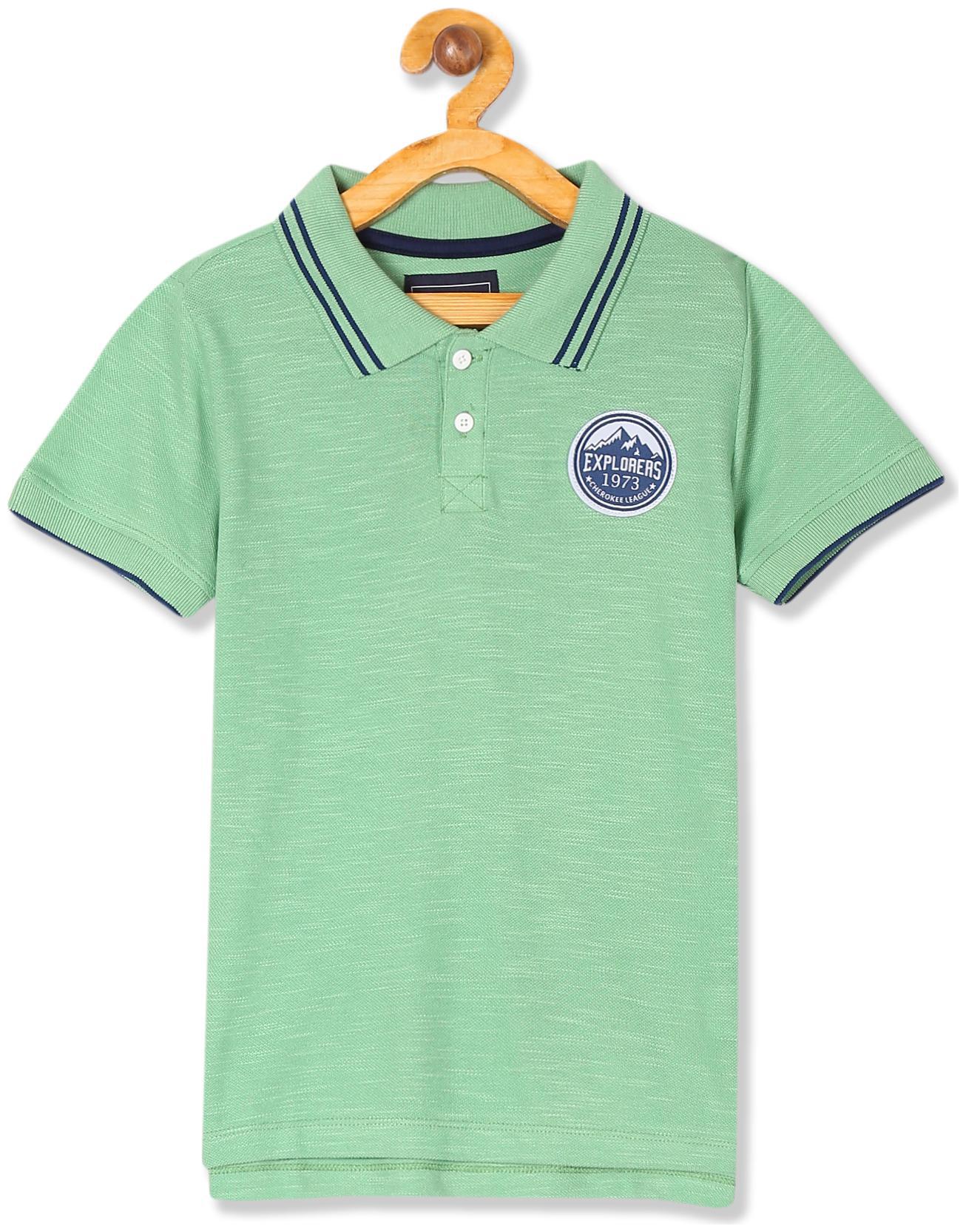 

CHEROKEE Boy Cotton Solid T-shirt - Green