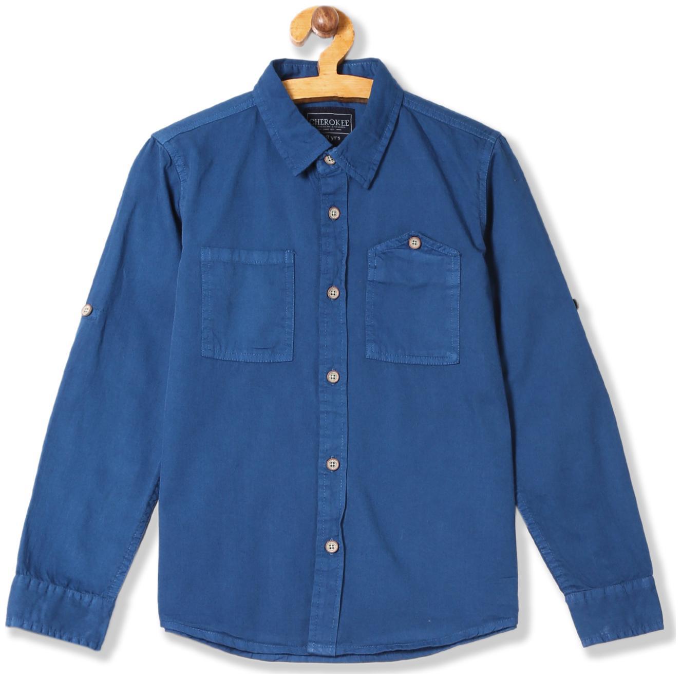 

CHEROKEE Boy Cotton Solid Shirt Blue