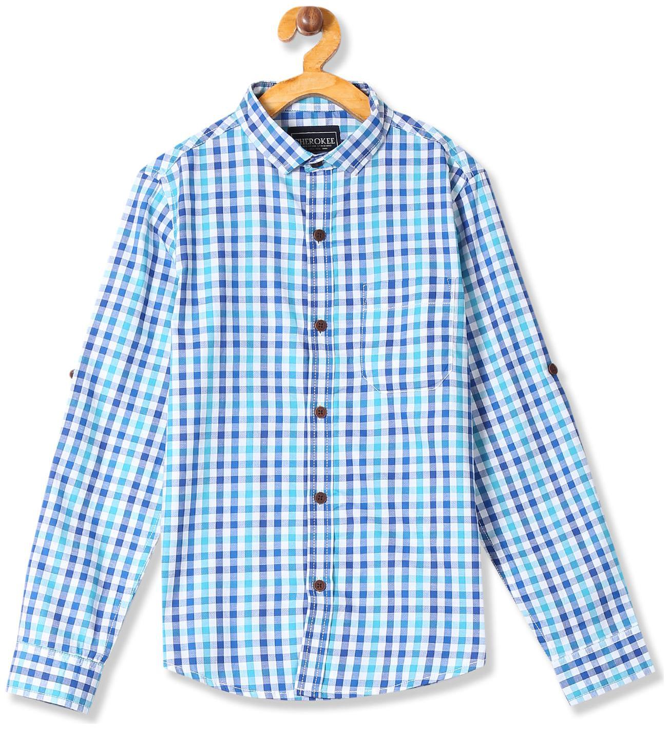 

CHEROKEE Boy Cotton Checked Shirt Blue