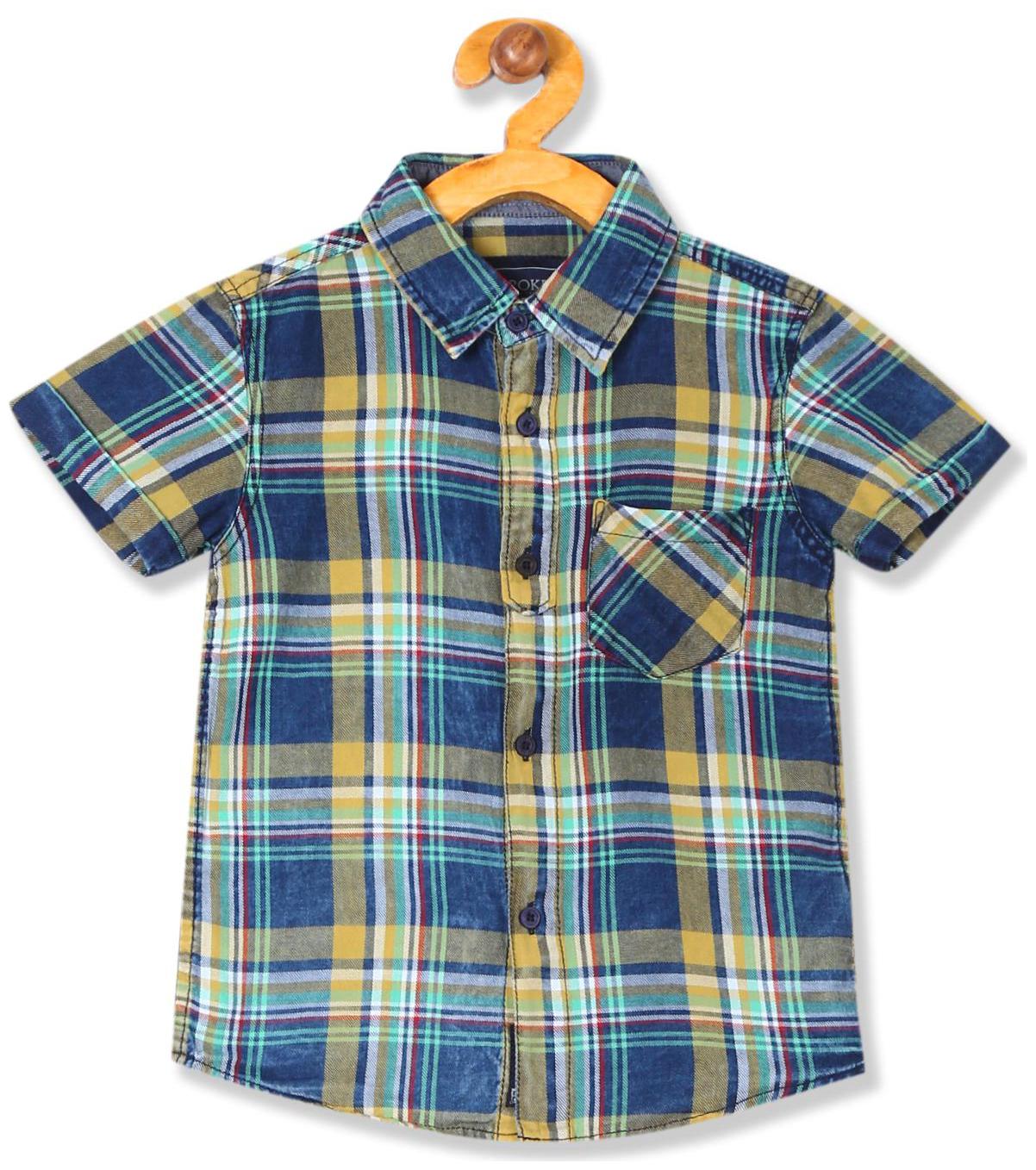 

CHEROKEE Boy Cotton Checked Shirt Green