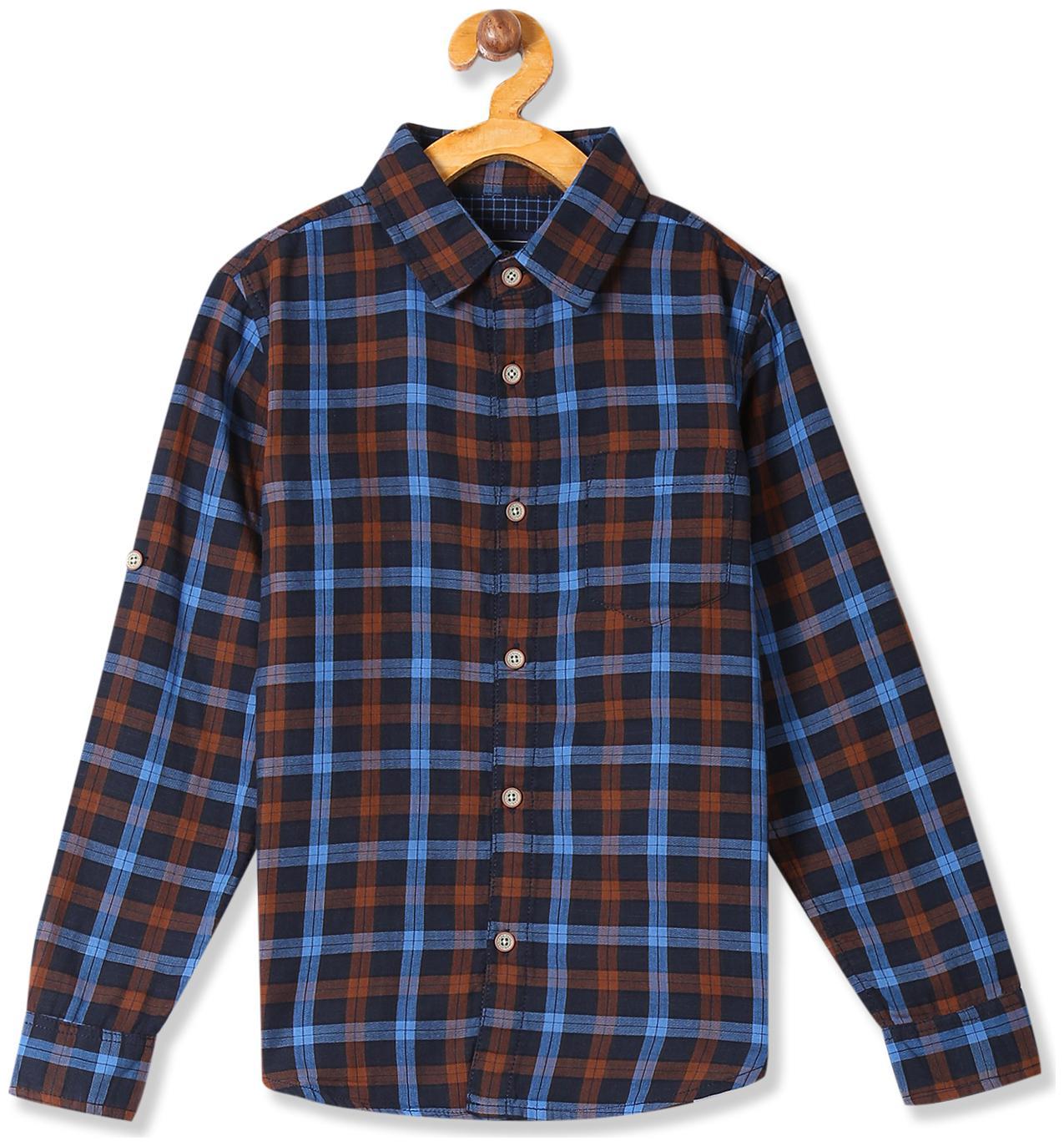 

CHEROKEE Boy Cotton Checked Shirt Blue