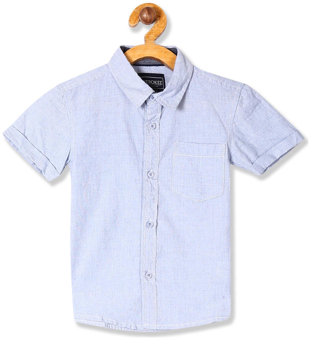 

CHEROKEE Boy Cotton Solid Shirt Blue