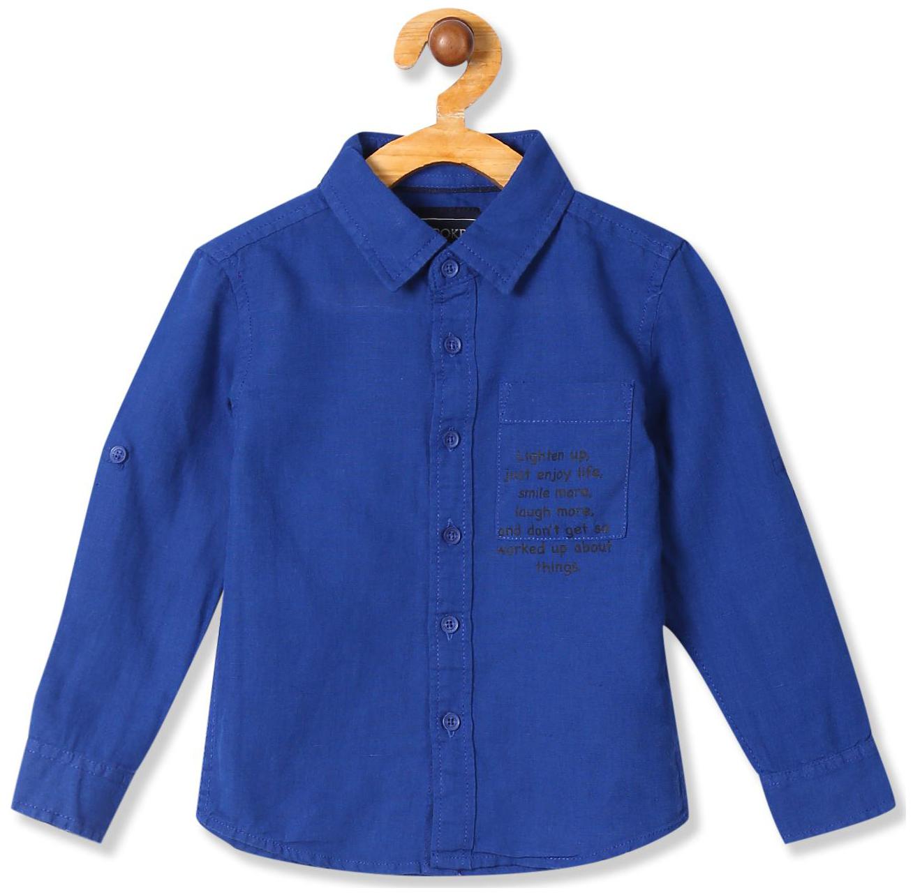 

CHEROKEE Boy Cotton Solid Shirt Blue