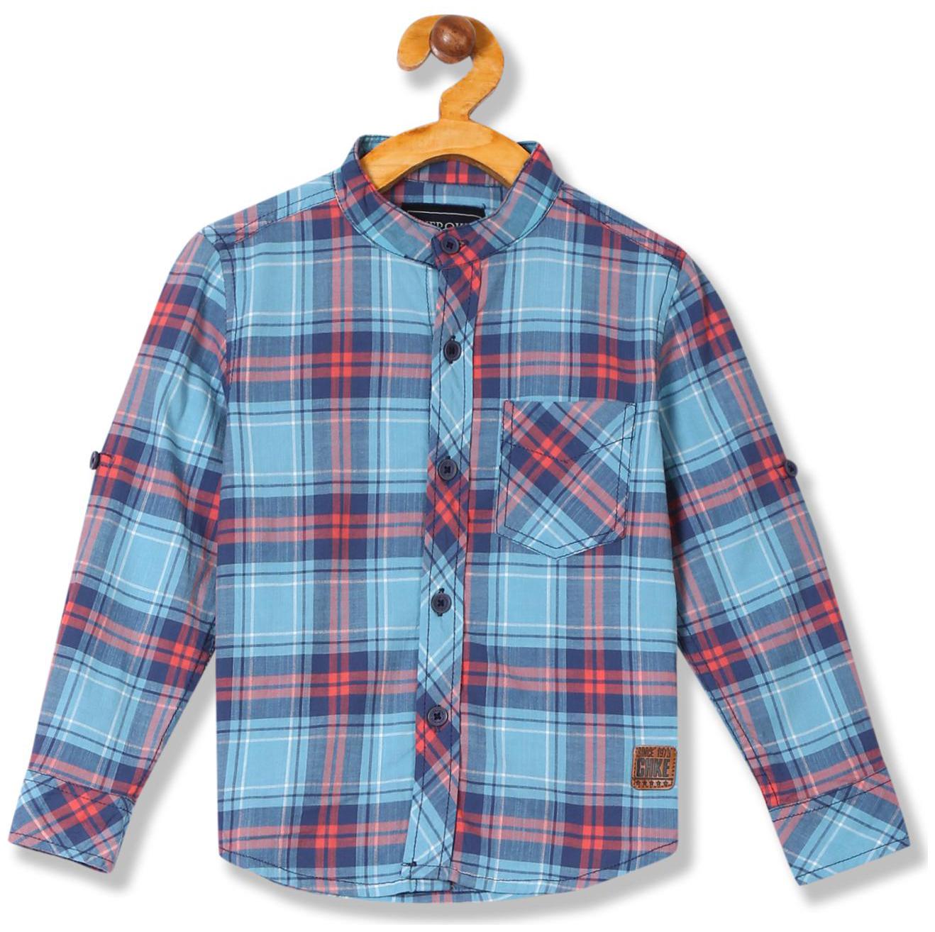 

CHEROKEE Boy Cotton Checked Shirt Blue