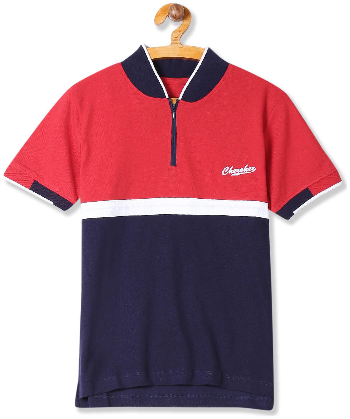 

CHEROKEE Boy Cotton Colorblocked T-shirt - Blue