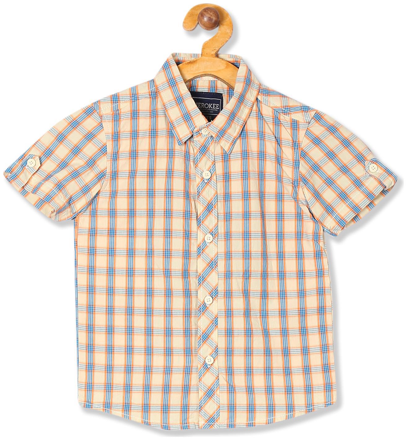 

CHEROKEE Boy Cotton Checked Shirt Beige