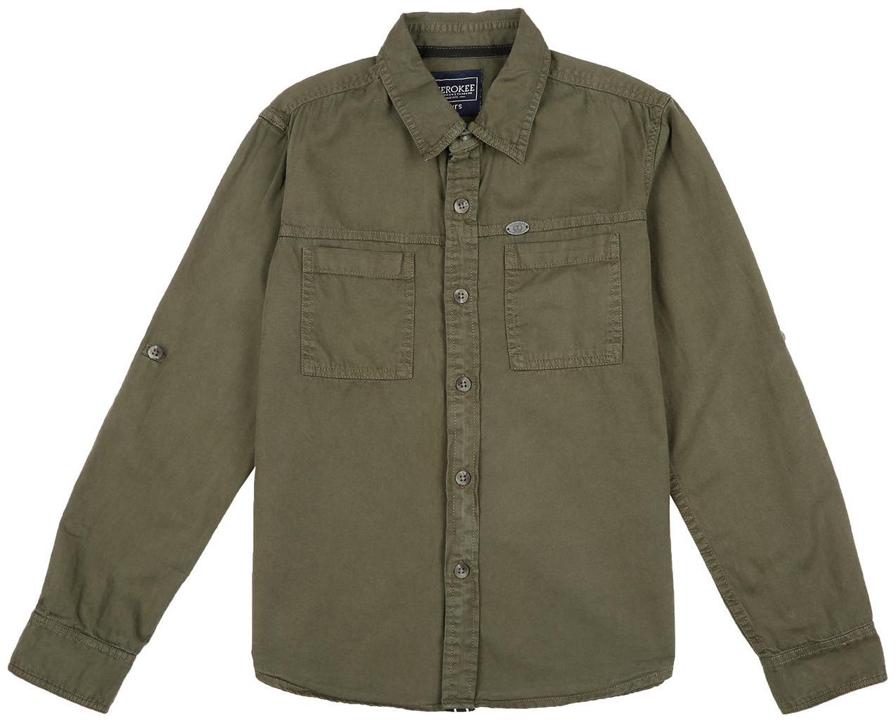 

CHEROKEE Boy Cotton Solid Shirt Green