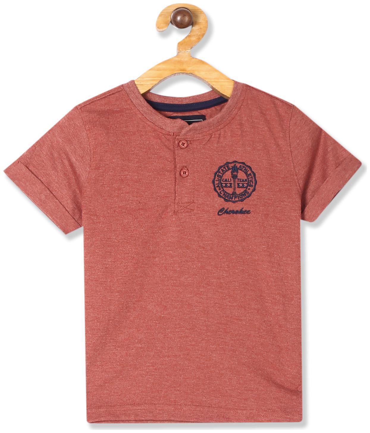 

CHEROKEE Boy Cotton Solid T-shirt - Brown