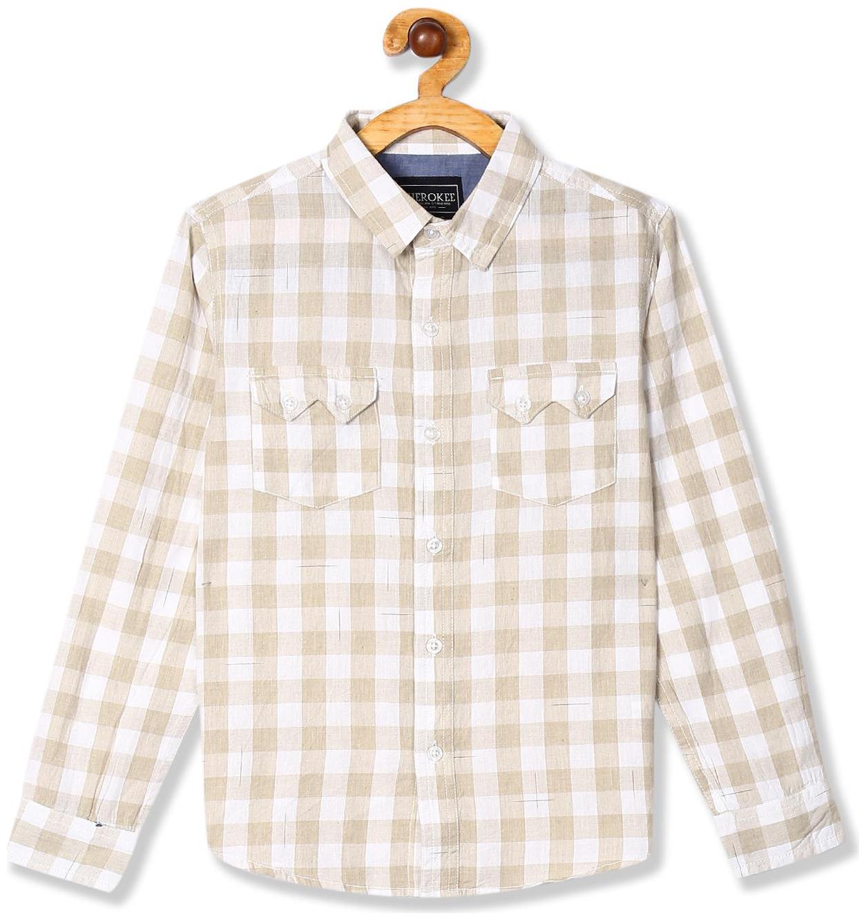

CHEROKEE Boy Cotton Checked Shirt Beige