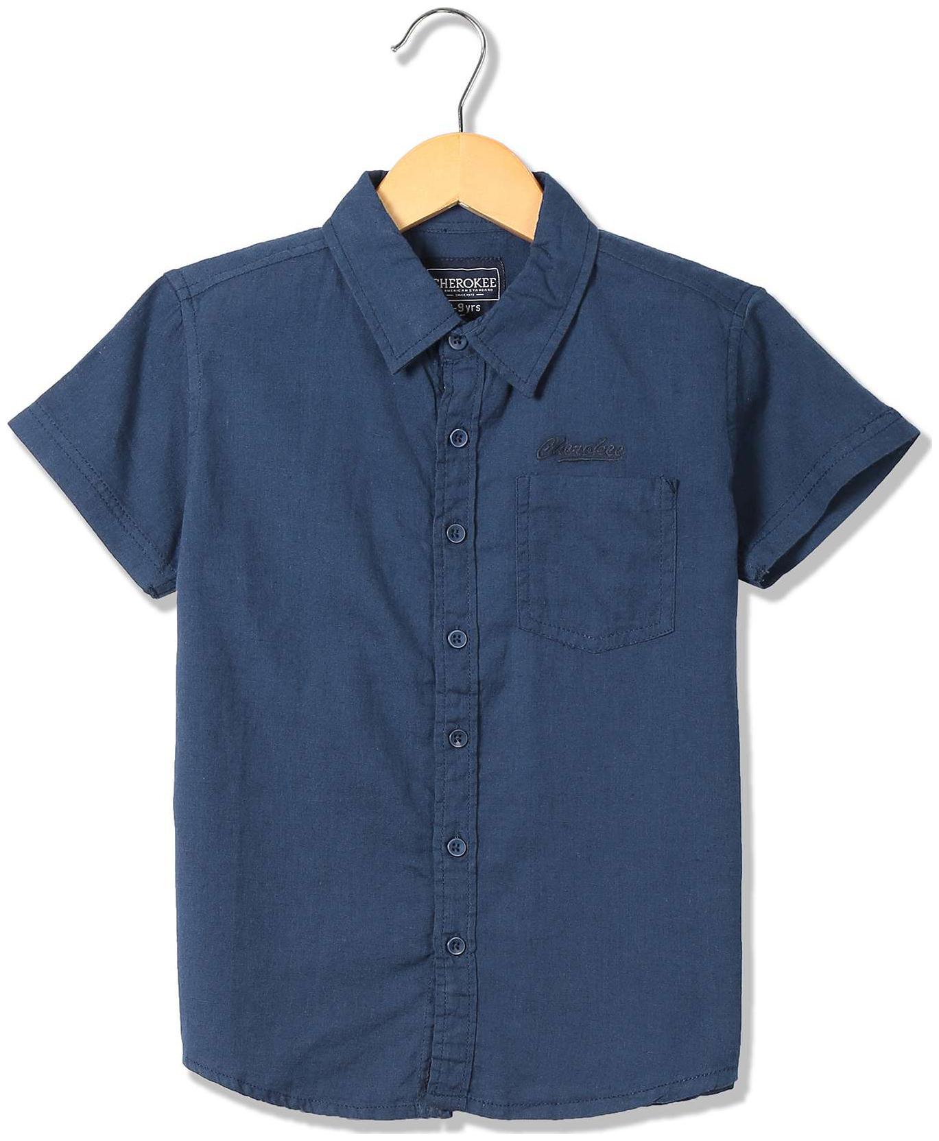

CHEROKEE Boy Cotton Solid Shirt Blue