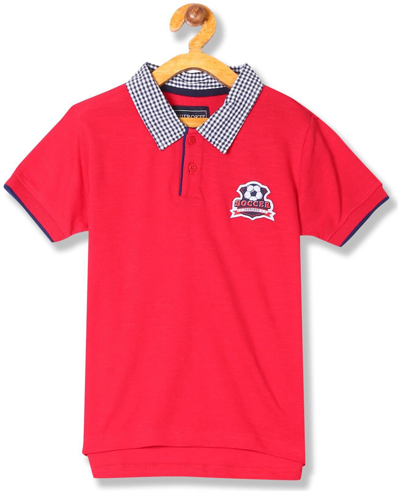 

CHEROKEE Boy Cotton Solid T-shirt - Red