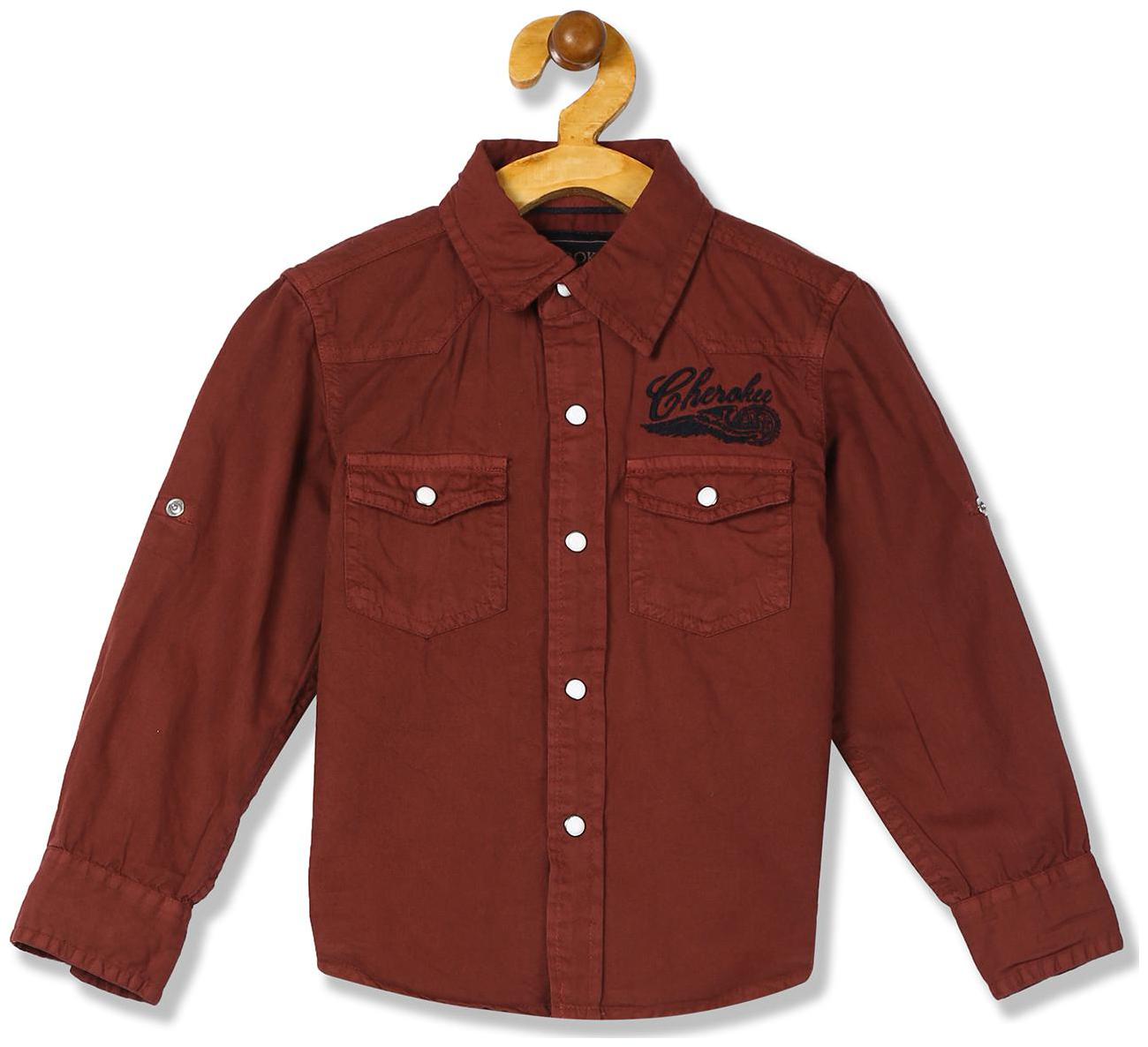 

CHEROKEE Boy Cotton Solid Shirt Red